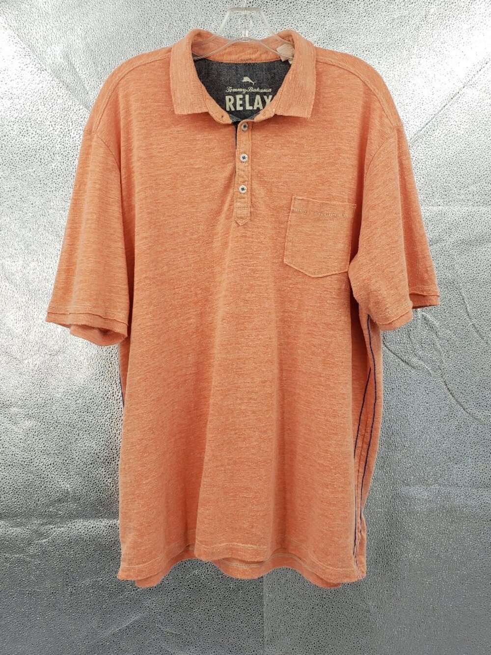 Tommy Bahama Relax Polo Shirt Men's XL Coral Orange Heather Short Sleeves Preppy